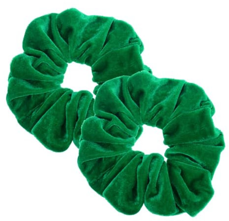 2 Stück große Frauen Haargummis Samt Haar Scrunchies Gummibänder Bunte Elastischer Haarbänder für Mädchen Damen Haarschmuck (Wald grün)