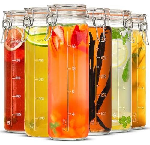 Absovetu 6er Set Einmachgläser mit Bügelverschluss 600ml - Drahtbügelgläser Einmachglas mit Deckel Groß Luftdicht geeignet als Fermentierglas Spaghetti Aufbewahrung Mason Jar