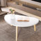 WDSHIYI Couchtisch Mitte des Jahrhunderts, modern, klein, oval, aus Holz, schickes Dreieck-Design, für Zuhause, Büro, Bauernhaus, Möbel, einfache Montage, 85 x 48 x 40 cm