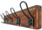 Dseap Garderobe - Stabil Vintage - Garderobenleiste Holz in Landhausstil, Rustikale Hakenleiste, Garderobenhaken Wand, Kleiderhaken mit 5 Draht-Haken Doppelt, G25A, Rustikales Braun