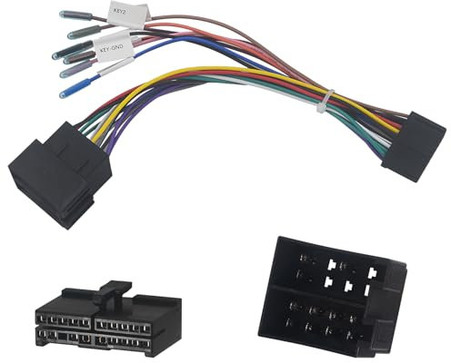 1 Stück 20-poliger Kabeladapter auf ISO, Kabelbaumadapter 20-poliger ISO-Autoradio Adapter Ersatz Kompatibel mit Lenkrad- und Rückwärtssteuerungslinien