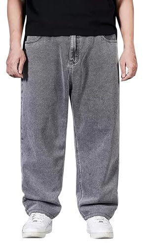 Pantalon Large Homme Grande Taille- Pantalon Jeans Coupe Droite,Pantalon Baggy Homme Zippé Denim Pantalons De Mode Tendance Chic Streetwear Classique Loisirs Basic Ample Pants Jean