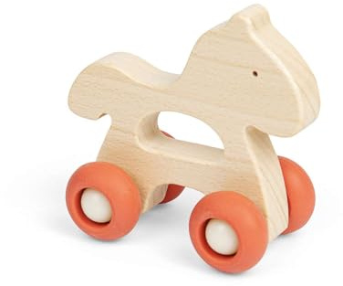 Bigjigs Toys Mini Animal Push Along Horse, Wooden Pocket Money Toy