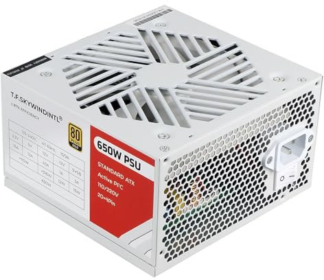 Fuente de alimentación de 650 W ATX estándar para PC, PSU 80 Plus, oro, no modular, voltaje completo, 110-240 V, PFC activo con cable de alimentación de placa base de 20+4 pines para servidor de