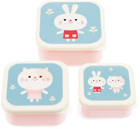 Rex London Snack boxes (set of 3), kids snack box, Lottie and Friends | kids snack box, toddler lunch box, snack boxes for kids, reusable bento container, school meal carrier, plastic divided tray