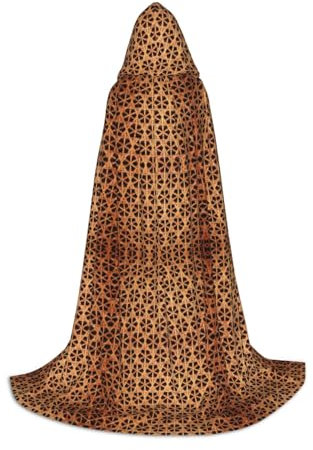 SKKNT Wicker Woven Grid Print Halloween Hooded Cloak Full Length Cape With Hood For Men And Women For Carnival