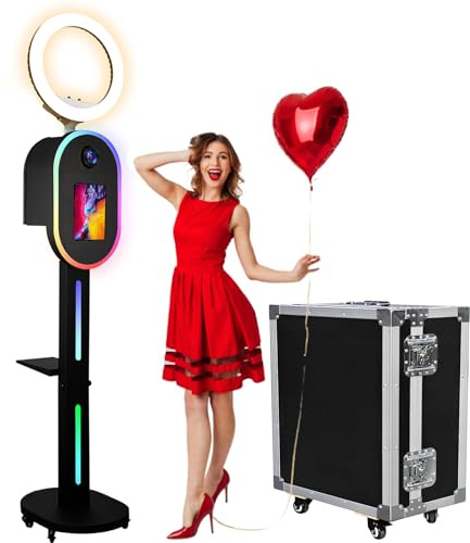 ZLPOWER Photo Booth per iPad 10.2 10.5 11 11 12.9 13 per fotocamera Dualuse Photobooth Macchina Selfie Station Stand APP Control RGB Light Music Sync Light Box con Flight Case per Noleggio