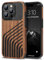 TENDLIN Kompatibel mit iPhone 15 Pro Hülle Holz und Carbon Textur Design Leder Hybrid Handyhülle (Haaransatz)