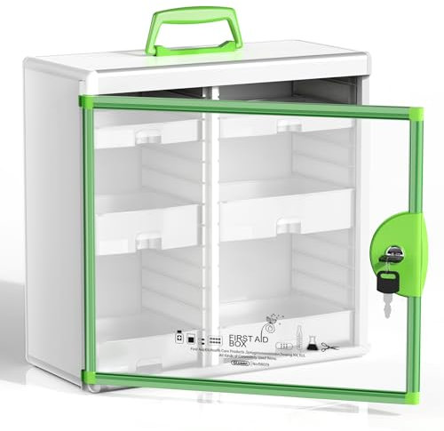 Glosen Armoire à pharmacie verrouillable, boîte de rangement murale avec clé 40 x 16 x 40 cm (taille L)