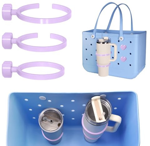 OFBIC Bogg Bag Cup Holder for Stanley/Owala/Yeti, 3-in-1 Large Drink Holder, Fits 30–40 oz Cups, Cup Holder Accessories Compatible with All Bogg Bags, Purple