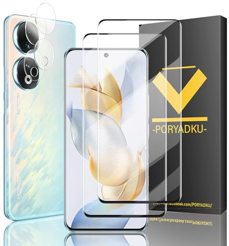 IKABO 2+2 pièces en verre trempé pour Honor 90 film, 2 protections et 2 caméras, HD, dureté 9H, anti-empreintes digitales, sans bulles pour Honor 90 5G