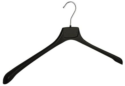 Kleiderbügel, Mantelbügel, Kostümbügel, Jackenbügel, 10er Set, Kunststoff, Schwarz, Jacke, Anzug, Breite Schulter, 360° Drehbarer Haken, 50 cm (MR50_00/10)