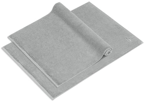 herzbach home Premium Badvorleger PURA | 50 x 70 cm 2er Set | 100% Baumwolle | Badteppich Doppelpack | Farbe: Silbergrau