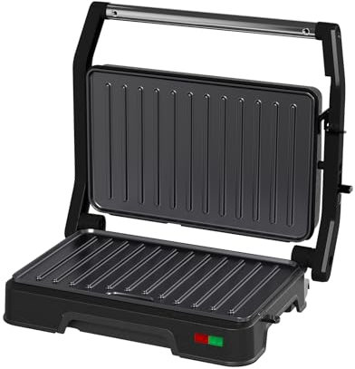 SUPERLEX Sandwichmaker Kontaktgrill 2in1 Panini Grill 850W Elektrogrill Sandwichtoaster Mit Antihaftplatten Kontrollleuchten 180 Grad Öffnung Kompaktes Design Für Paninis Toasties Fleisch Gemüse