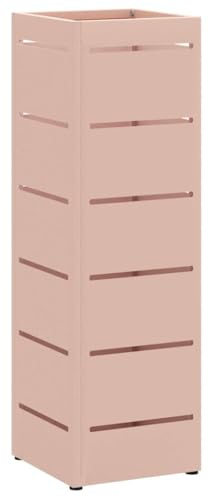 vidaXL Umbrella Stand Pink 15.5 x 15.5 x 49 cm Metal, Living Room, Modern Square Umbrella Stand, Durable Storage Companion for Indoor Furniture, Compact Holder for Home Organization