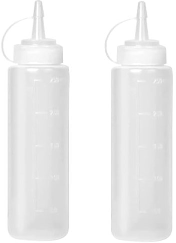 Ezranova 2 Pack Squeeze Bottle,Plastic Squeezy Sauce Bottles with Cap, Squeeze Condiment Bottle Dispensing Ketchup Bottle for Sauce, BBQ, Paint and Olive Oil (8oz / 250ML )