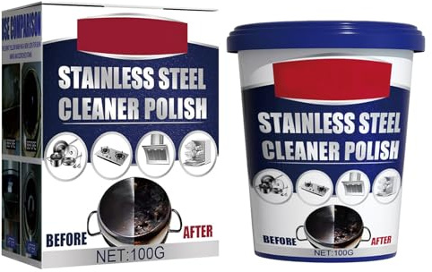 Mnozreo Multifunktionale Edelstahl-Reinigungspaste,100G,1PC,Edelstahla Reiniger Rostschreck für Spülmaschine & Küche,Effektive Reinigung