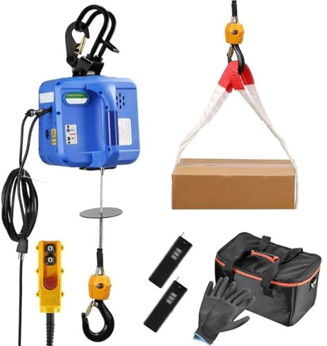 Palan Électrique Palan électrique PRO, hauteur de levage de 29,5 pieds, treuil électrique portable de 1 600 W, contrôleur suspendu, frais généraux de 1 100 lb grue à moteur