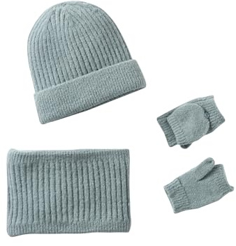 Vertbaudet Mädchen Set: Mütze, Rundschal & 2-in-1-Handschuhe salbeigrün 104/116