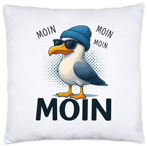 Hey!Print Moin Möwe Kissen – Kuscheliges Sofakissen mit Möwe und Moin Schriftzug