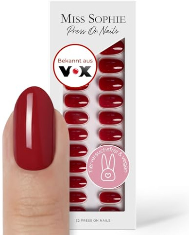 Original Miss Sophie Press On Nails | 32 Stück | Paris Je T'aime | Short Round | Für Fingernägel