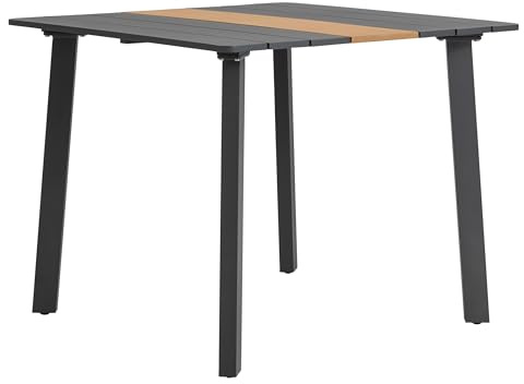 Dehner Balkontisch Montpellier, ca. 90 x 90 x 74 cm, Aluminium/Teakholz, dunkelgrau/braun