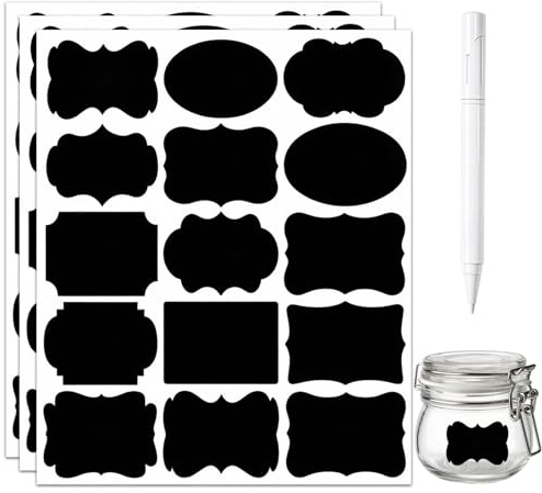 300 Pcs Chalkboard Labels for Jars 5x3.5cm Easy Peel Off Self Adhesive Jar Labels Waterproof Removable Chalk Labels Storage Boxes Glass Bottles Containers Parties Decor Weddings Storage
