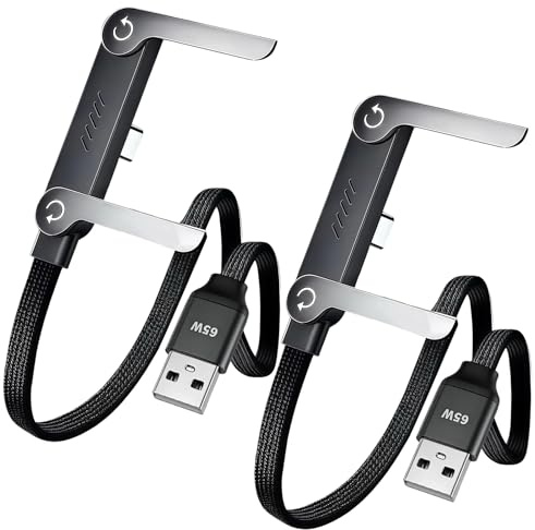 Cable USB A a USB C 65W 1,5m con Soporte Móvil Invisible Plegable 2Pcs | Carga rápida PD, conector tipo C 90°, diseño manos libres, nylon trenzado, cable datos resistente para teléfono, tablet y