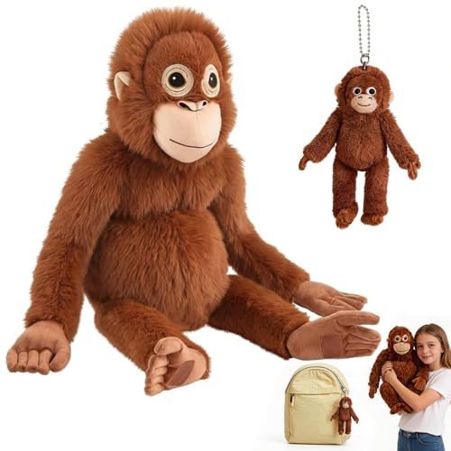 Afenau Punch Monkey Plüschtier, 66 & 20 cm Großer Orang-Utan mit Pp-Baumwolle GefüLlt Realistisches, Waschbar Affen Kuscheltier Punch, Orang Utan Kuscheltier für Erwachsene und Kinder