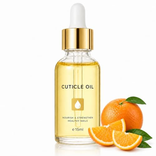 Cuticle Oil, Nail Oil, Jojoba Oil for Nails, Vitamin E & B, Orange, 15ml | Strengthens Nails, Fast Absorbing, Dropper Design, Moisturises Dry Rough Cuticles, Manicure, Pedicure, Home, Travel