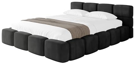 ALTDECOR Polsterbett mit Bettkasten und Lattenrost, Bett mit Kopfteil, Boxbett ohne Matratze, Doppelbett mit Stauraum - NATA-v1 180x200 Schwarz