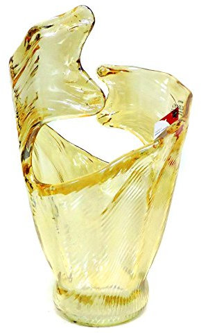 Murano Glas Vase Honig Welle von Tammaro Home Made in Italy