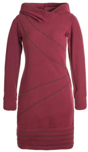 Vishes - Alternative Bekleidung - Langärmliges Patchwork Hoodie Eco Fleecekleid Pullover-Kleid Daumenlöcher