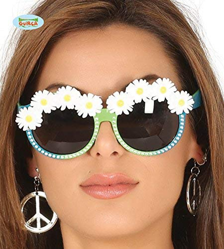 FIESTAS GUIRCA Grüne Hippie-Brille für Erwachsene, mit Daisies