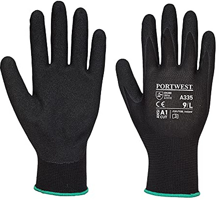 Portwest A320 Grip 13 Nitrile Foam Glove 15 Gauge Breathable Seamless Liner
