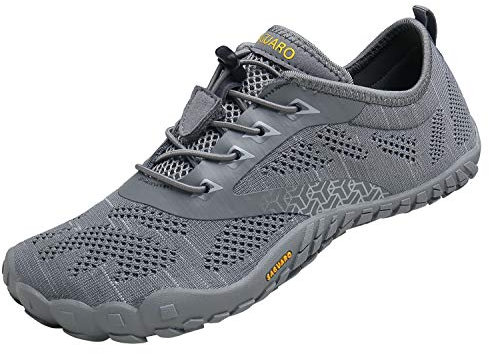 SAGUARO Zapatos Barefoot Hombre Zapatillas Minimalistas Mujer Calzado Trail Running Tejer Gris 45