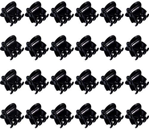 Jieddey Haarklammern Mini,24er Pack Damen Haargreifer Kleine Haarspangen Kunststoff Orchidee Clips Pflanzenclips Pins Schellen für Mädchen Frauen 1.5 cm Schwarz