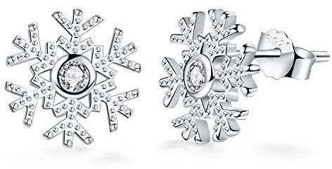 Micory Damen Schneeflocke Ohrringe Ohrstecker 925 Sterling Silber mit 3A Zirkonia Weihnachts Geschenk