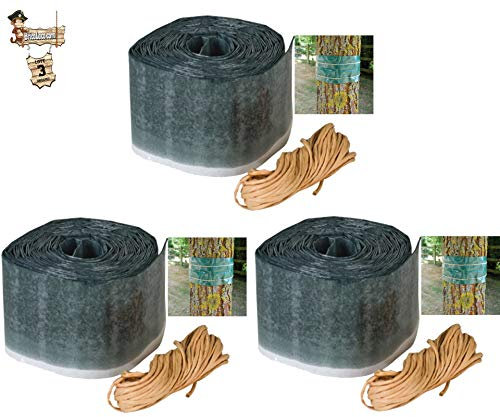BricoLoco Insect Protection Trees - Poison Free Band - Protects Against Insects, Caterpillars, Ants, Processionaries, Spiders, Fruit and Ornamental (3 Units x 175 x 10 cm)