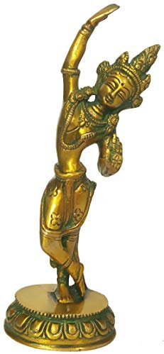Purpledip Idol Königin Maya von Sakya, Mutter des Gautam-Buddha, Messing, Vintage-Statue (12155)