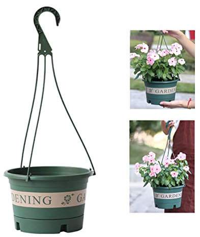 Hidyliu 1 pot de fleurs suspendu en plastique, pot de fleurs suspendu, pot de fleurs en macramé, pots de fleurs suspendus avec crochets, intérieur et extérieur, plafonds balcons