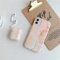 Makzib Matching Case compatible with iPhone 12 mini Airpods 1 & 2 case with Watch band. Marble design Thin slim Glossy 3 in 1 protective cases (42mm/44mm, Coral Peach)