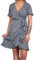 ONLY Damen Blusen Wickelkleid Lockeres Midi Kurzarm Tunika Dress Knielang mit Bindegürtel ONLOLIVIA, Farben:Blau-3, Größe:36