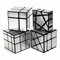 Yealvin Zauberwürfel Set - 1×3×3 Floppy, 2×2, 3×3 Spiegel und 3×3 Windmill Magic Cube Puzzle für Intelligenzentwicklung - 4er Pack Silber