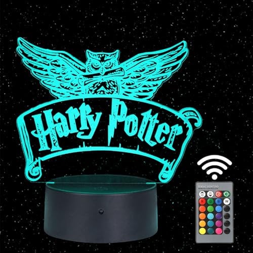 HooJtny Harry Lampe 3D Nachtlicht Geschenke, Anime Led Kinder Nachtlicht, 16 Farben USB Wiederaufladbar, Geschenk Kinder Junge