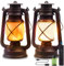 Vintage LED Battery Powered Camping Lamp - Outdoor Hanging Lantern with Flickering Flame, Rechargeable, Remote Control, 4 Modes, Non-Solar, 2 Pack