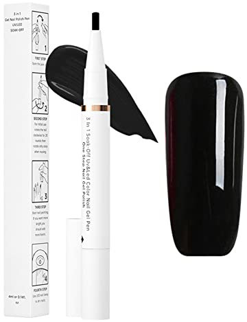 Uposao Stylo de Vernis à Ongles, 3 en 1 Nail Gel Pen One Step Stylo de Vernis à Ongles Stylo de Peinture Au Gel UV LED Vernis Polish Ongles pour Salon de Manucure