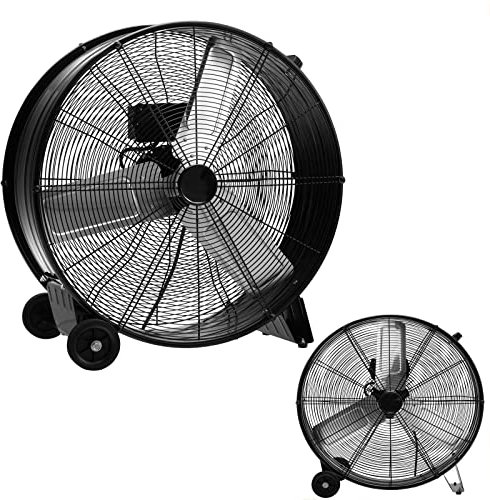 RELAX4LIFE Ventilatore da Terra 180W, Ventola con 2 Ruote, 3 Velocità Regolabili, Ventilatore Elettrico con Struttura Metallica, Facile da Usare e Regolare con Manopola (Nero)