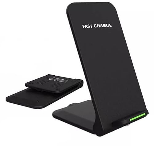 Chargeur sans Fil Universel Pliable 15 W Support de Chargement Portable Qi Fast Charger Support de Pont sans Fil Dock Pad LED Type C pour Smartphone, téléphone Portable, iPhone, Huawei, Samsung