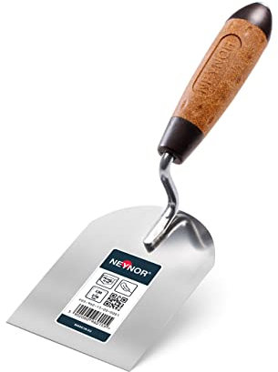 NEYNOR® Cazzuola a punta quadra 100mm - Cazzuola in Acciaio Inox - Cazzuola da muratore - Cazzuola in Acciaio Inossidabile - Cazzuola con manico in gomma - Spatola per Stucco - Made in EU